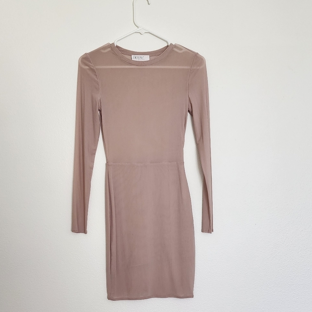House of CB London Taviana Blush Pink Sheer Dress Size XS - Picture 2 of 5